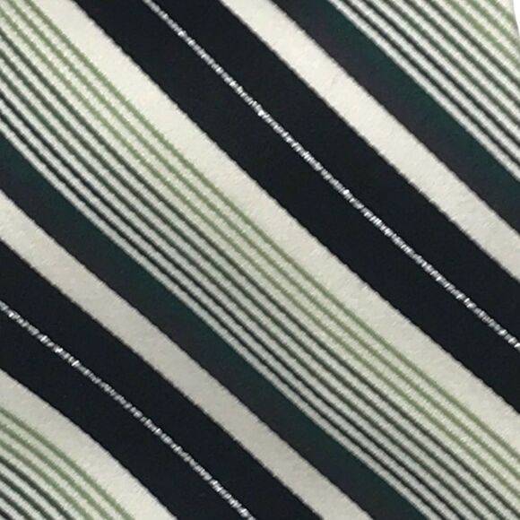 Croft & Barrow Striped Tie Green White Silver - Picture 2 of 5